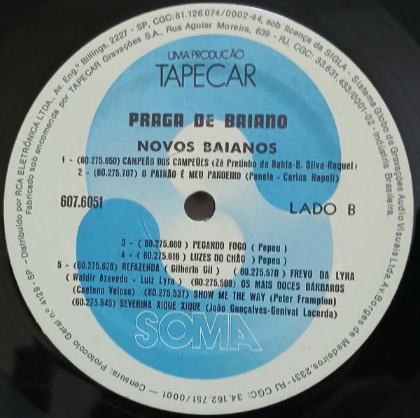 LP NOVOS BAIANOS PRAGA DE BAIANO