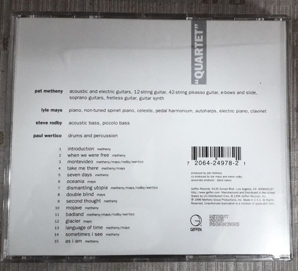 Cd  Pat Metheny Group    'Quartet