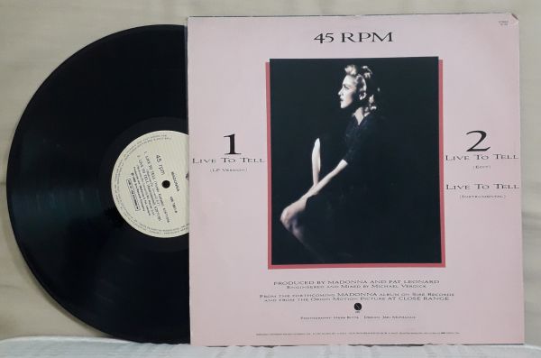 Lp  Madonna  Live to Tell     Single     45  rpm